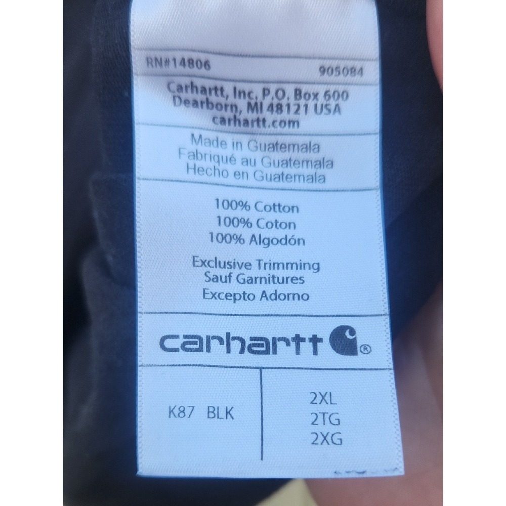 Carhartt Loose Fit Short Sleeve Cotton Tshirt Black 2XL Workwear Pocket Big Tall - Picture 4 of 4